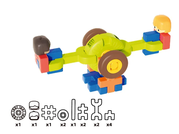 Child's hands carefully connecting colorful building blocks during fine motor play
